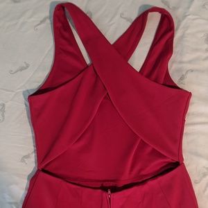 Red Wide-leg Jumpsuit with semi-open back